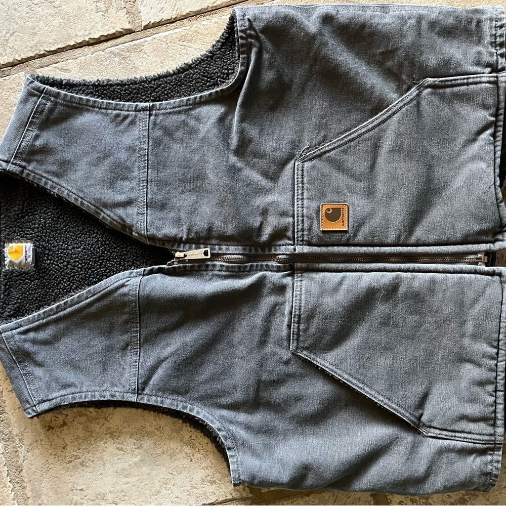 Carhartt Gray Utility Vest Durable Workwear Design